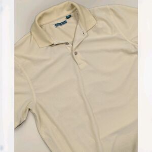 Cubavera Men's Size Large Yellow Essential Textured Performance Polo Shirt